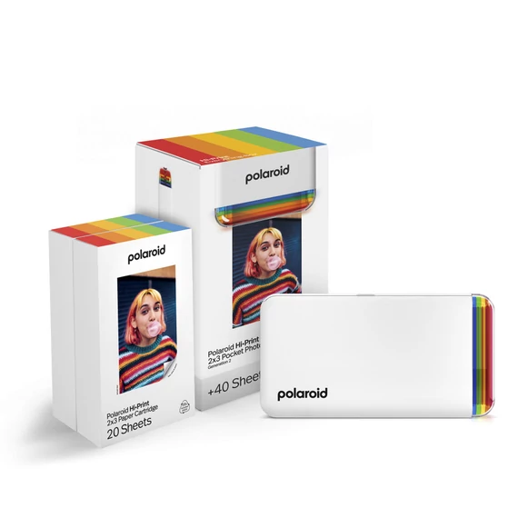 Polaroid HiPrint 2x3 Generation 2 Pocket Photo nyomtató + 40 nyomtatásra kész papír, fehér (Kezdő csomag)
