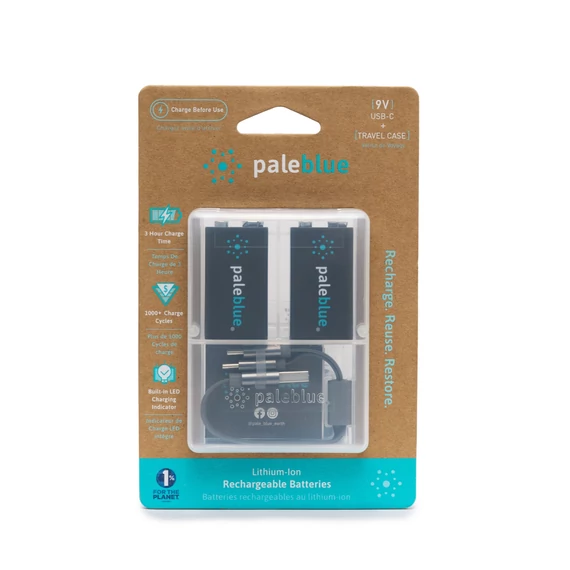 Paleblue Lithium Ion USB-C tölthető akkumulátor 9V 2db - 500mAh